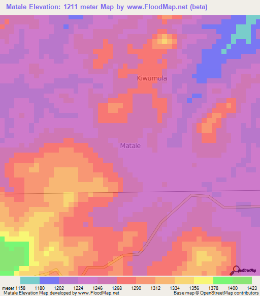 Matale,Uganda Elevation Map