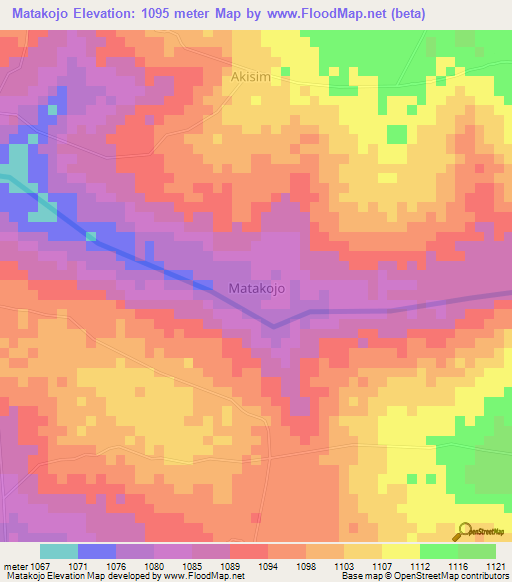 Matakojo,Uganda Elevation Map