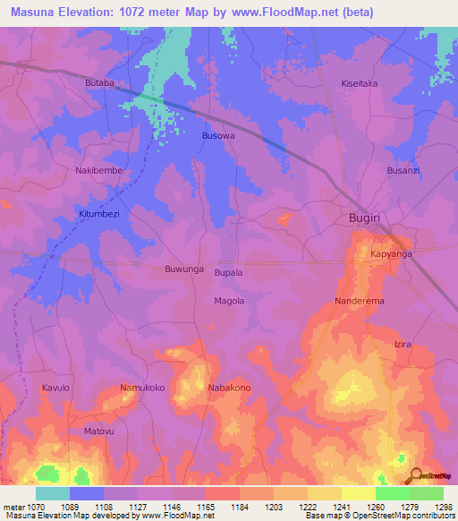 Masuna,Uganda Elevation Map