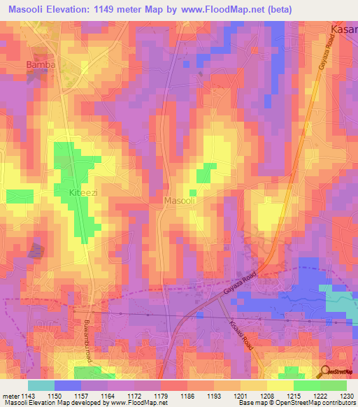 Masooli,Uganda Elevation Map