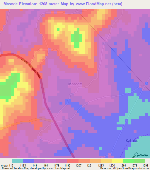 Masode,Uganda Elevation Map