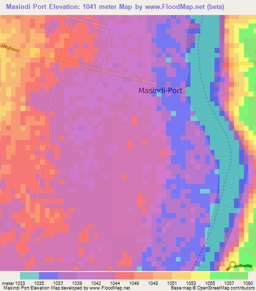 Masindi Port,Uganda Elevation Map