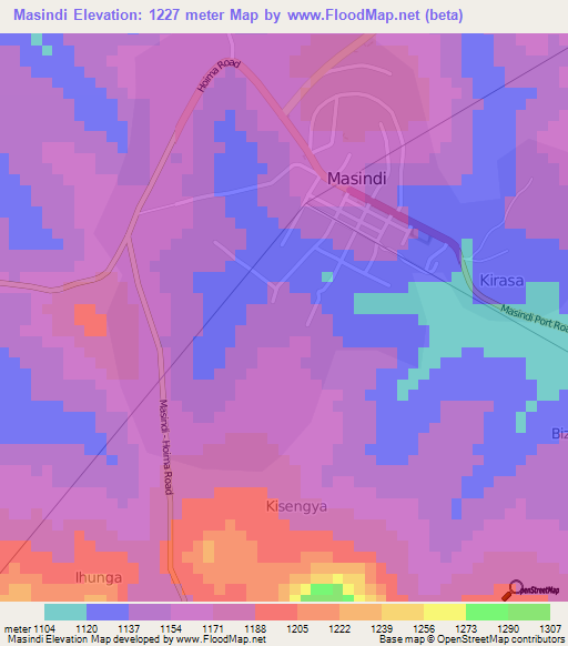 Masindi,Uganda Elevation Map