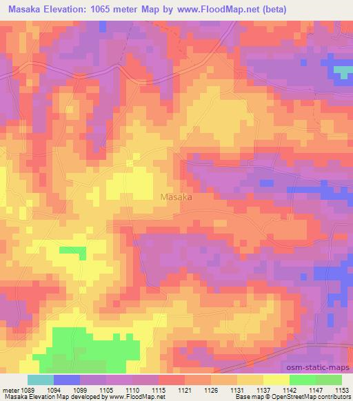 Masaka,Uganda Elevation Map