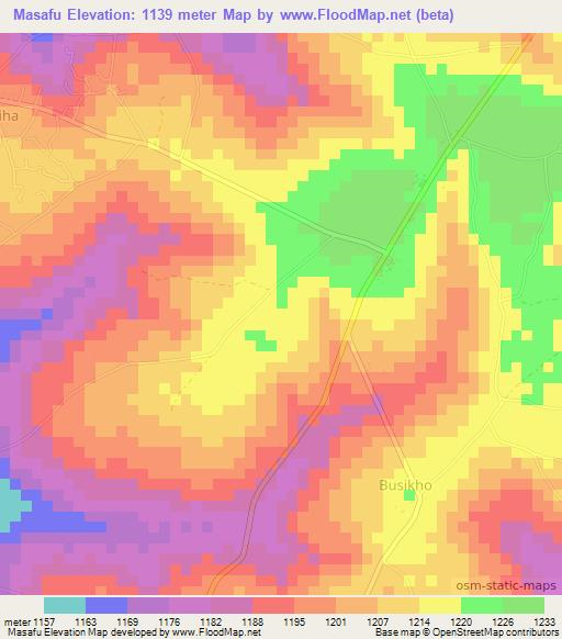 Masafu,Uganda Elevation Map