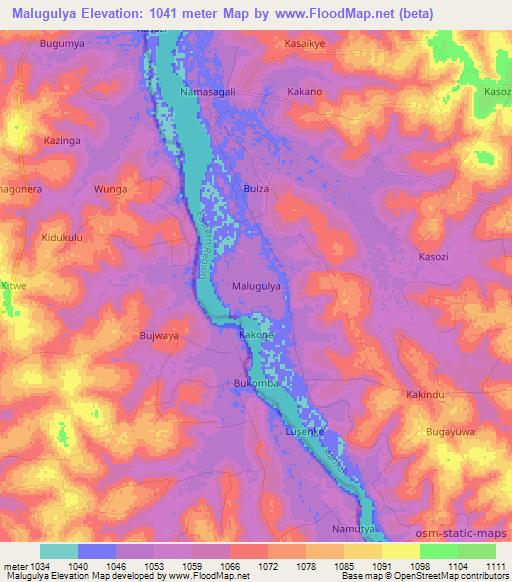 Malugulya,Uganda Elevation Map