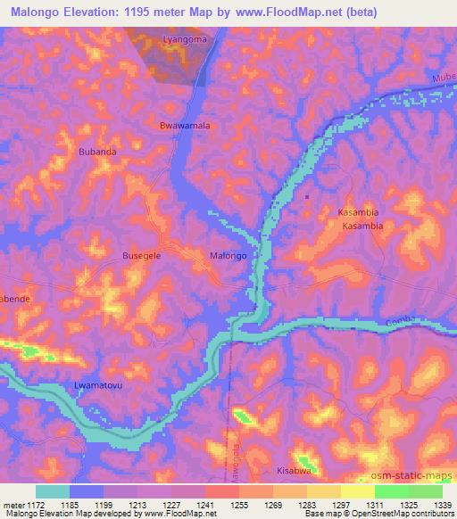Malongo,Uganda Elevation Map