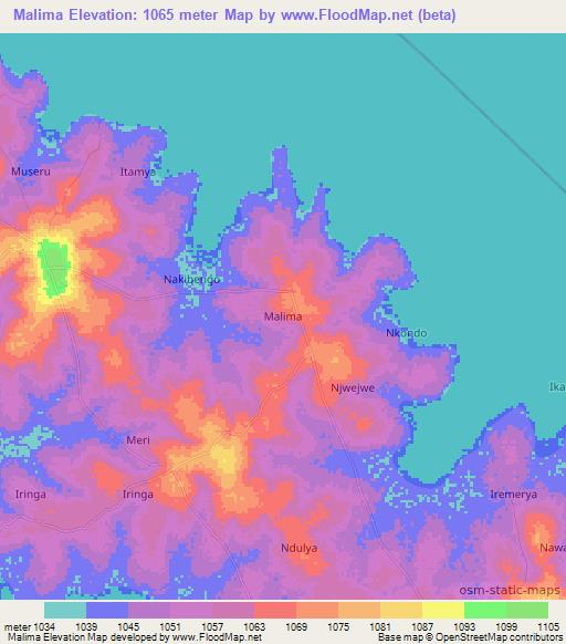 Malima,Uganda Elevation Map