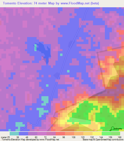 Tomento,Ghana Elevation Map