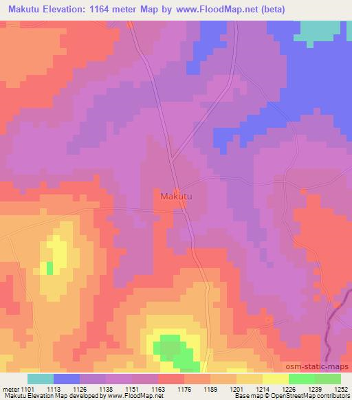 Makutu,Uganda Elevation Map