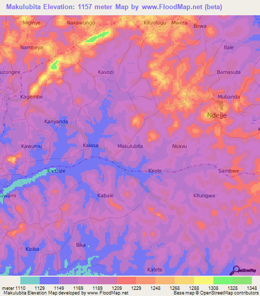 Makulubita,Uganda Elevation Map