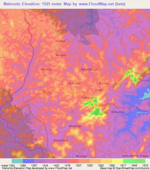 Mahondo,Uganda Elevation Map