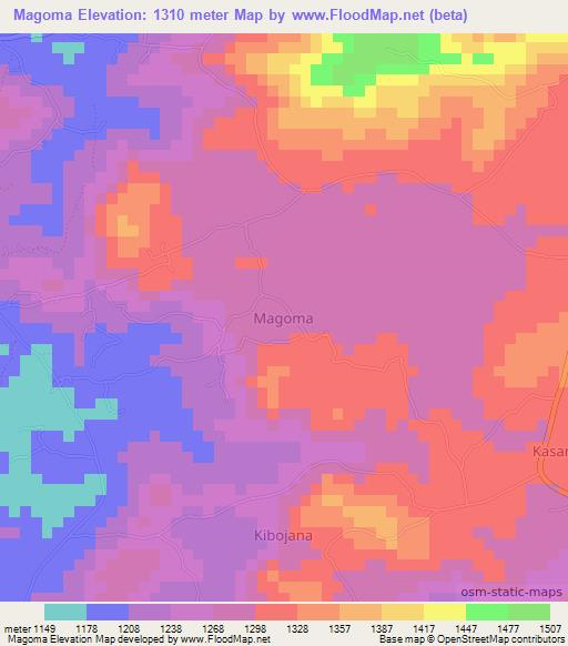 Magoma,Uganda Elevation Map