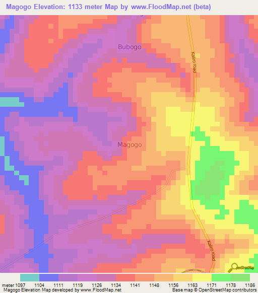 Magogo,Uganda Elevation Map