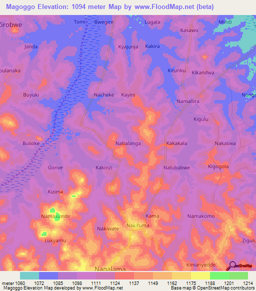 Magoggo,Uganda Elevation Map
