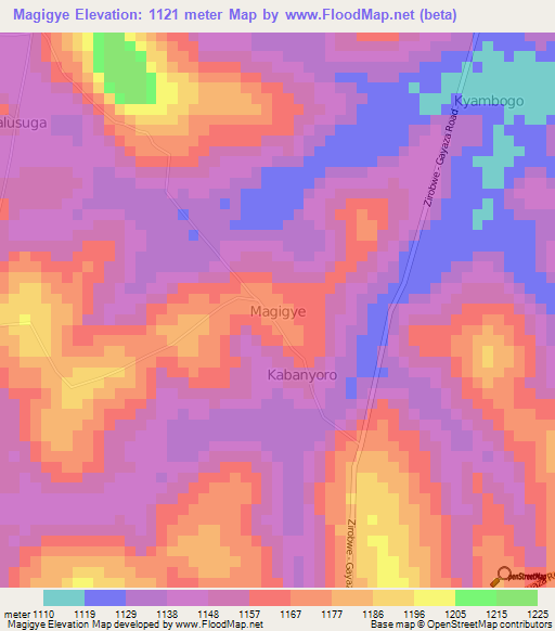 Magigye,Uganda Elevation Map