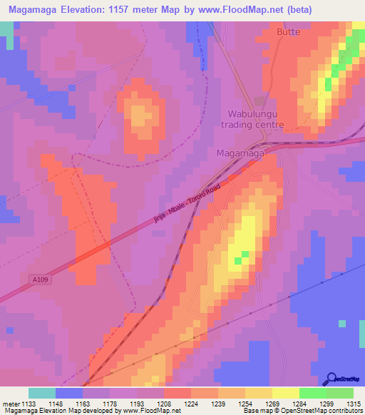 Magamaga,Uganda Elevation Map