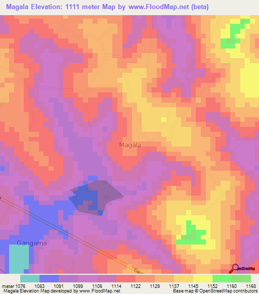 Magala,Uganda Elevation Map