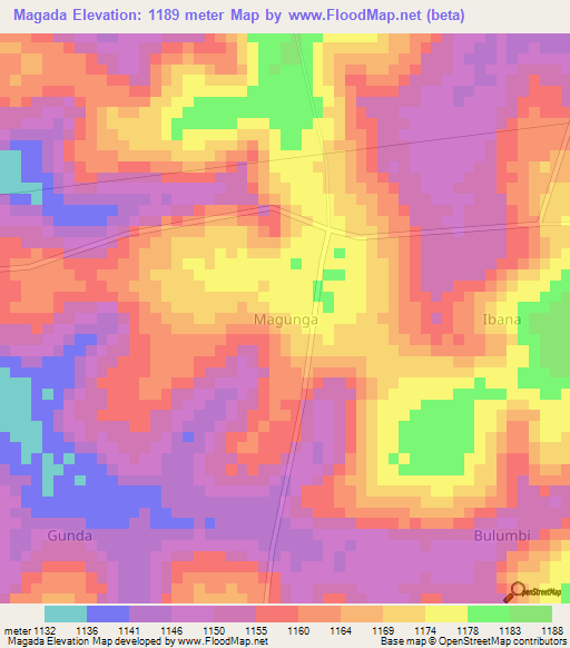 Magada,Uganda Elevation Map