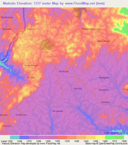 Madudu,Uganda Elevation Map