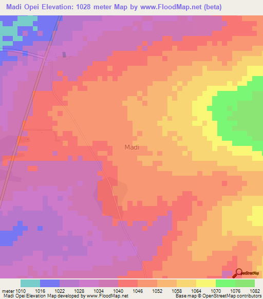 Madi Opei,Uganda Elevation Map