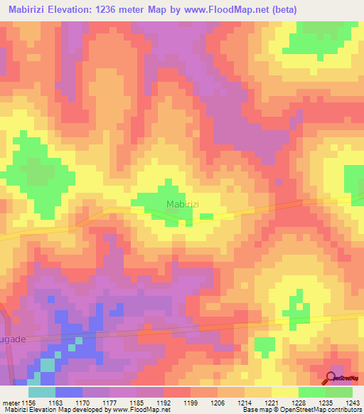 Mabirizi,Uganda Elevation Map