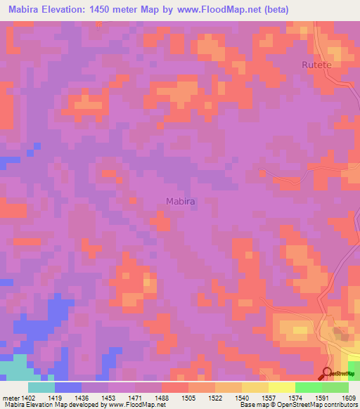 Mabira,Uganda Elevation Map