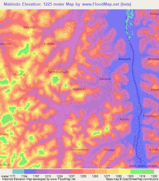 Mabindo,Uganda Elevation Map