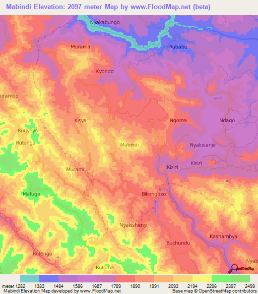 Mabindi,Uganda Elevation Map