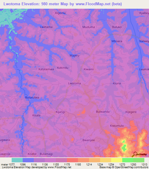 Lwotoma,Uganda Elevation Map