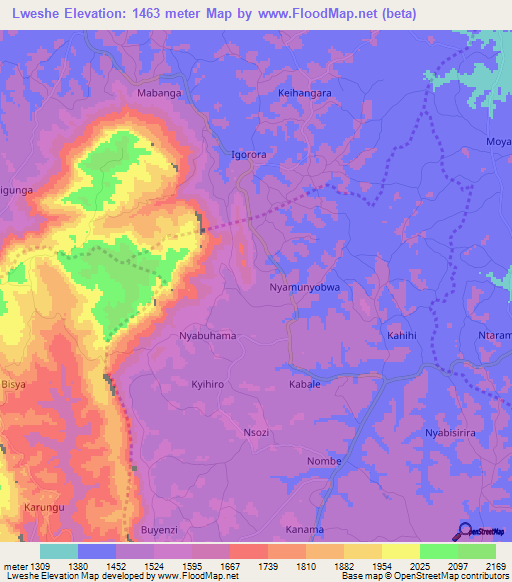 Lweshe,Uganda Elevation Map
