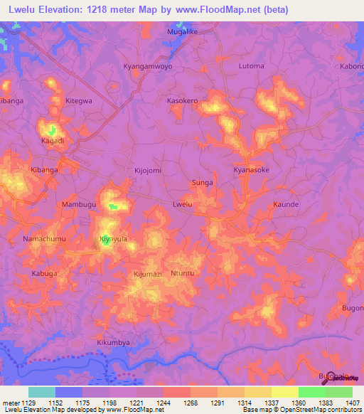 Lwelu,Uganda Elevation Map