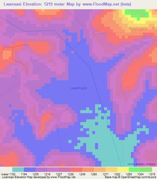 Lwansasi,Uganda Elevation Map