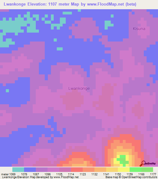 Lwankonge,Uganda Elevation Map