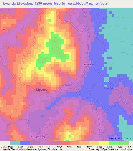 Lwanda,Uganda Elevation Map