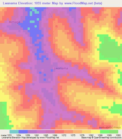 Lwanama,Uganda Elevation Map