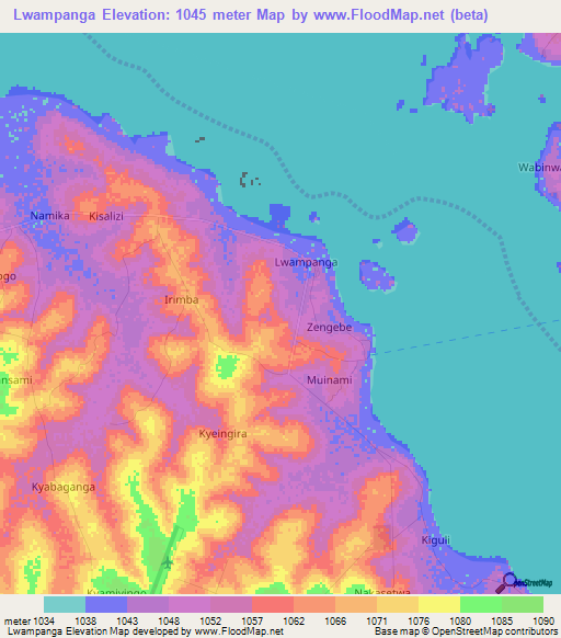 Lwampanga,Uganda Elevation Map