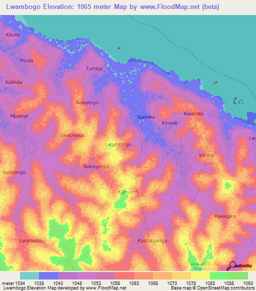 Lwambogo,Uganda Elevation Map