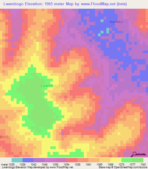 Lwambogo,Uganda Elevation Map