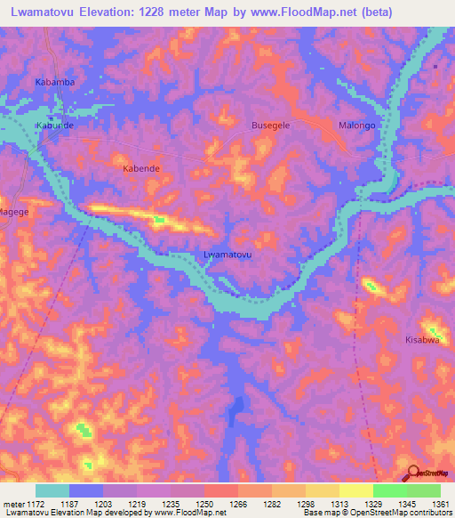 Lwamatovu,Uganda Elevation Map