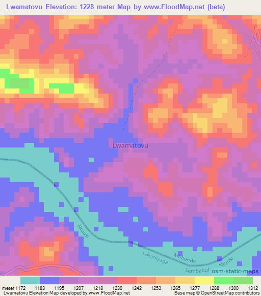 Lwamatovu,Uganda Elevation Map