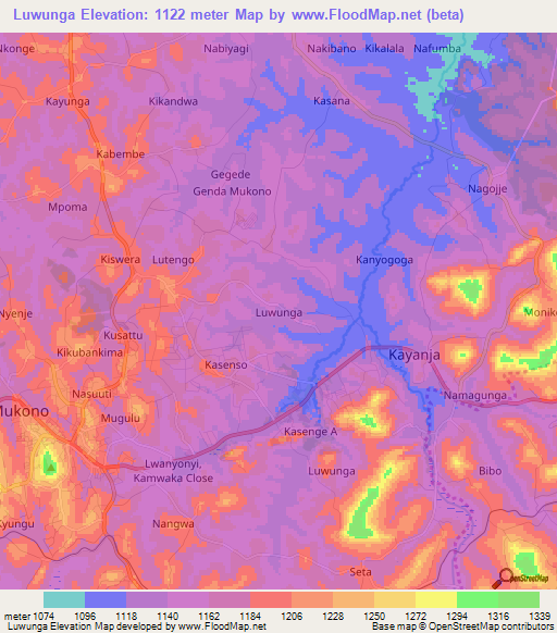 Luwunga,Uganda Elevation Map