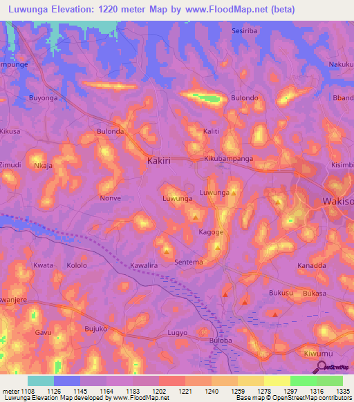 Luwunga,Uganda Elevation Map