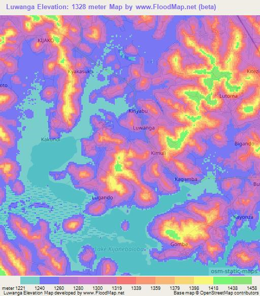 Luwanga,Uganda Elevation Map