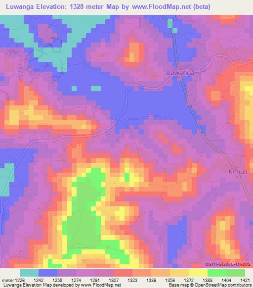 Luwanga,Uganda Elevation Map