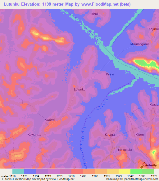 Lutunku,Uganda Elevation Map