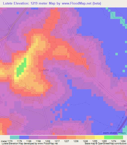 Lutete,Uganda Elevation Map