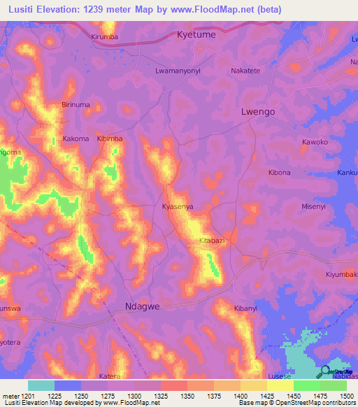 Lusiti,Uganda Elevation Map