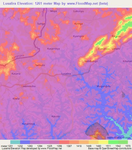 Lusalira,Uganda Elevation Map