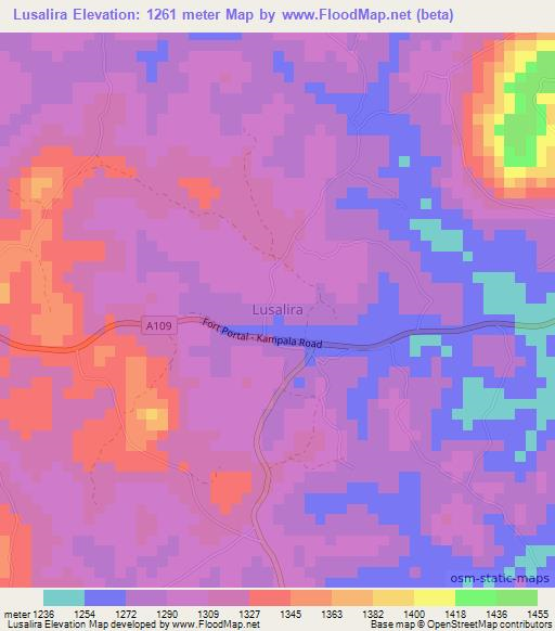 Lusalira,Uganda Elevation Map